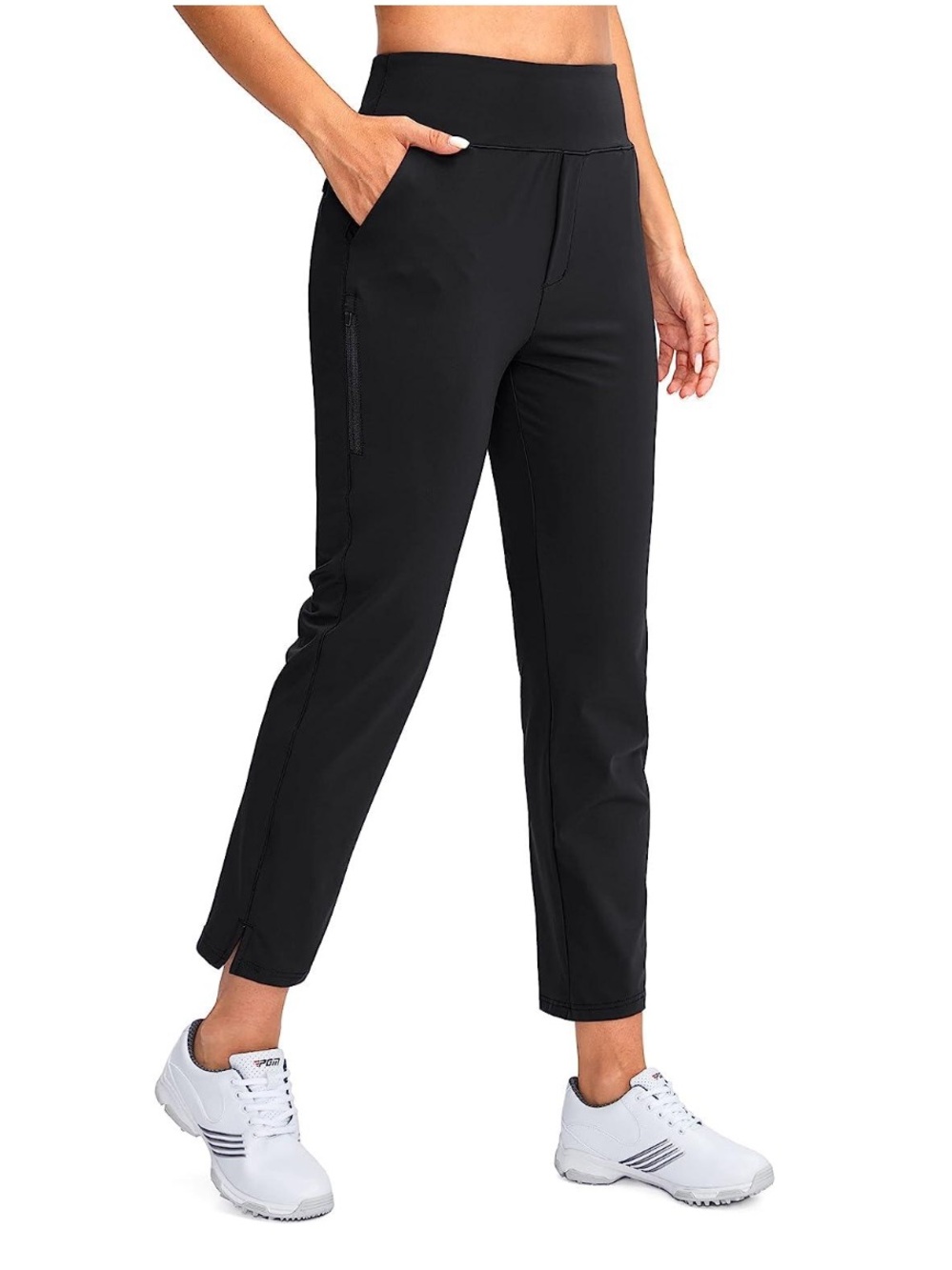 YYV Women’s Stretch Ankle High Waist Golf Pants in Black